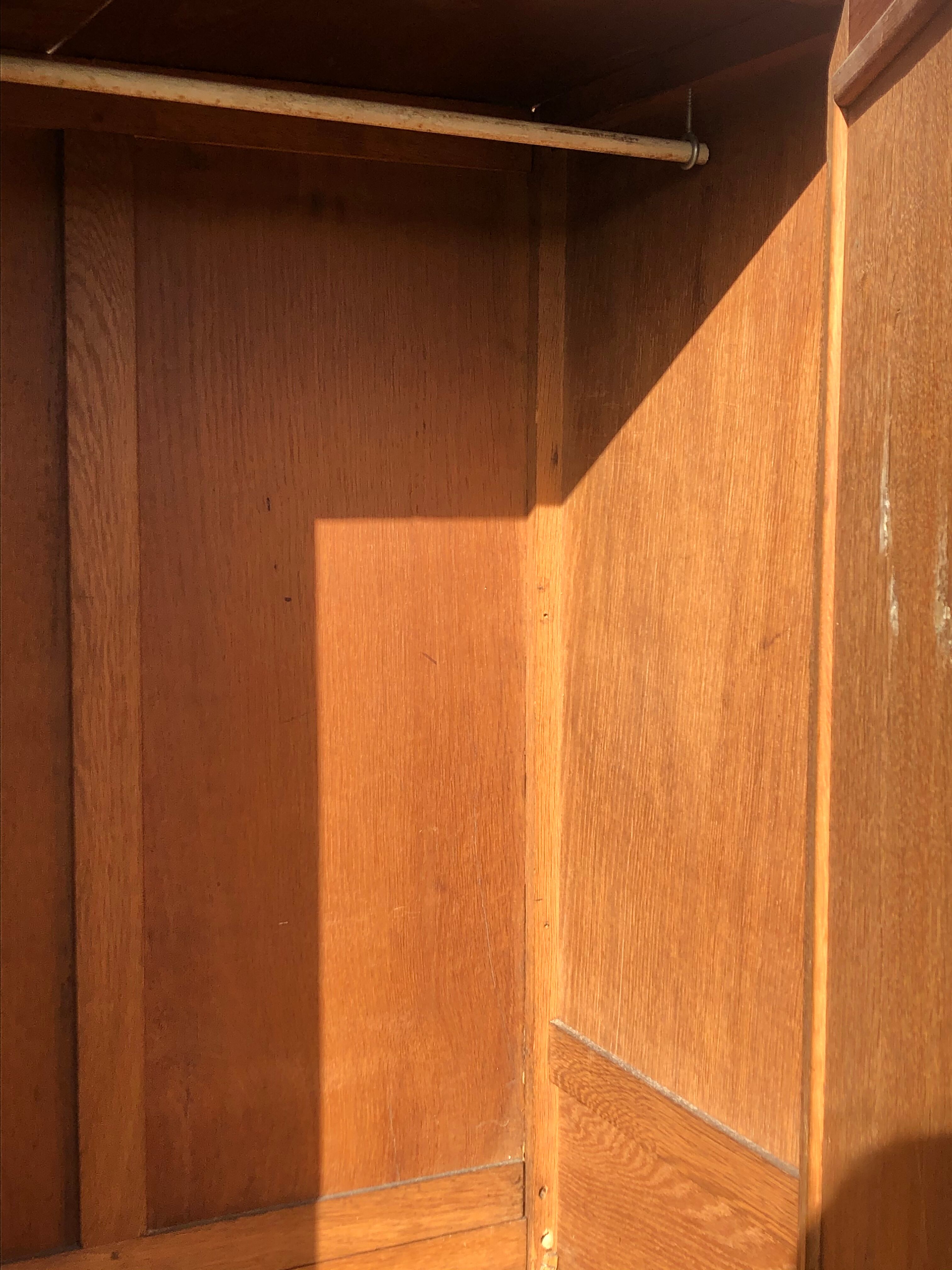 Modernist wardrobe in solid oak 1950
