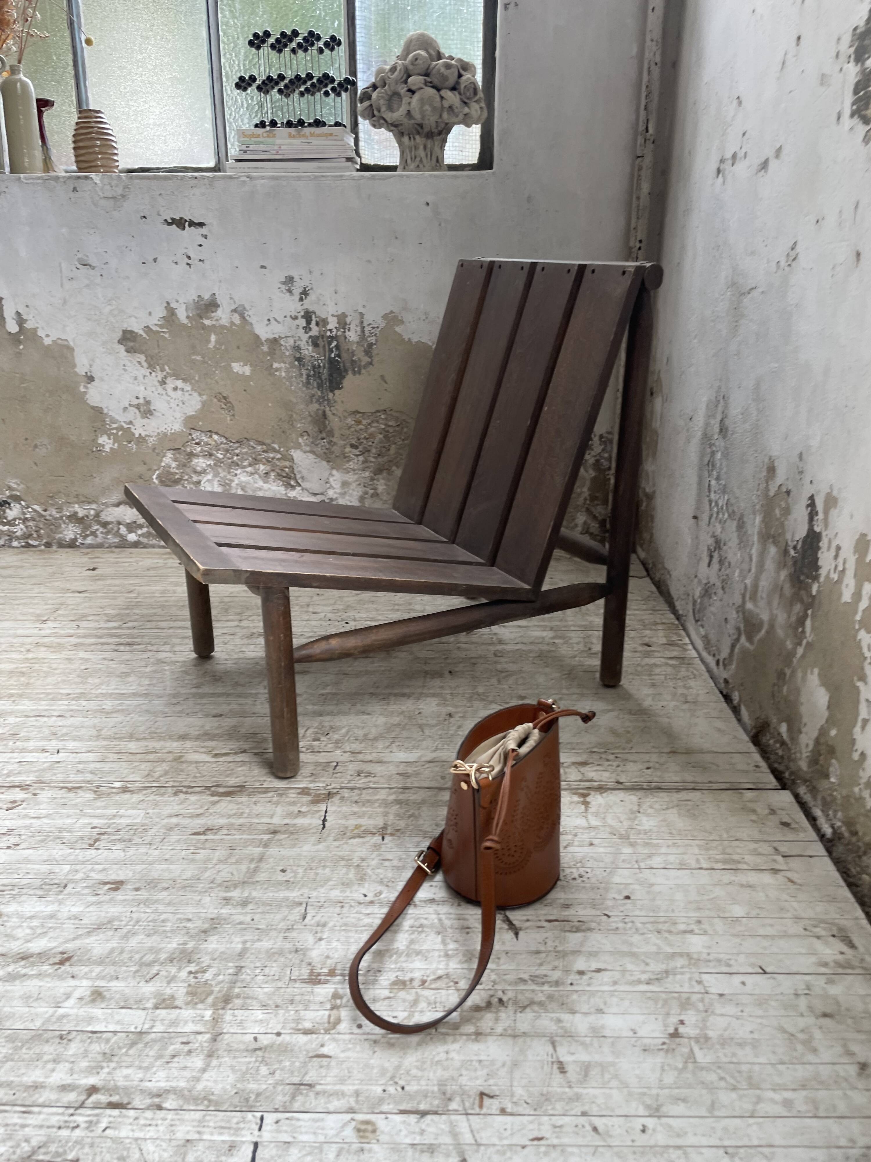 Modernist oak armchair