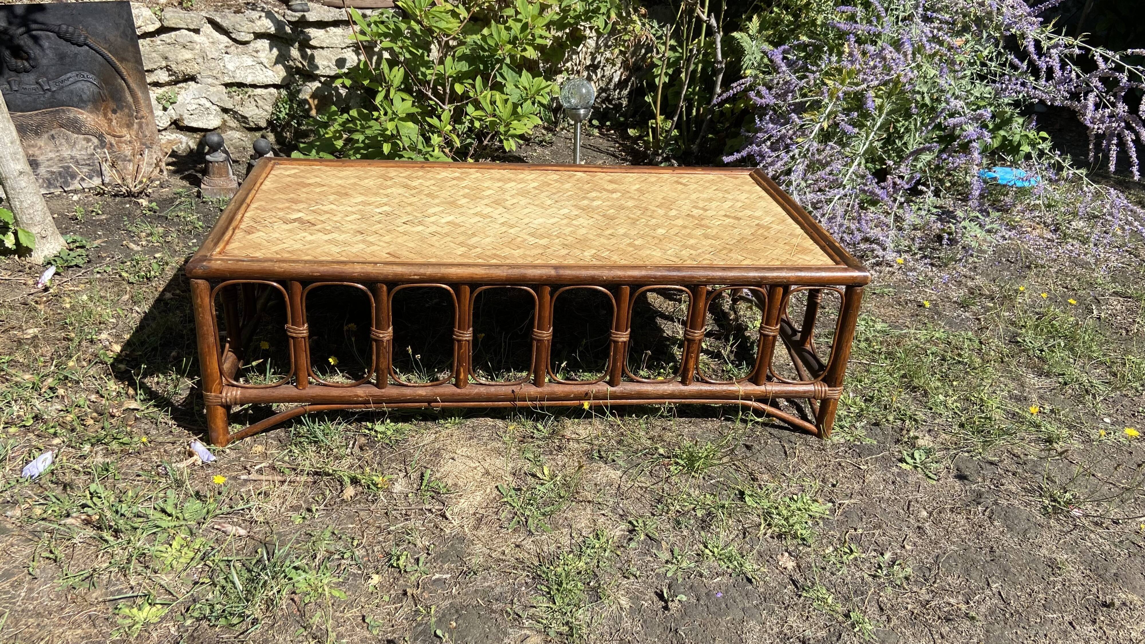 Vintage rattan coffee table
