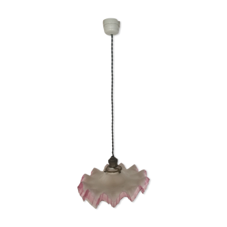 White and pink opaline hanging lamp