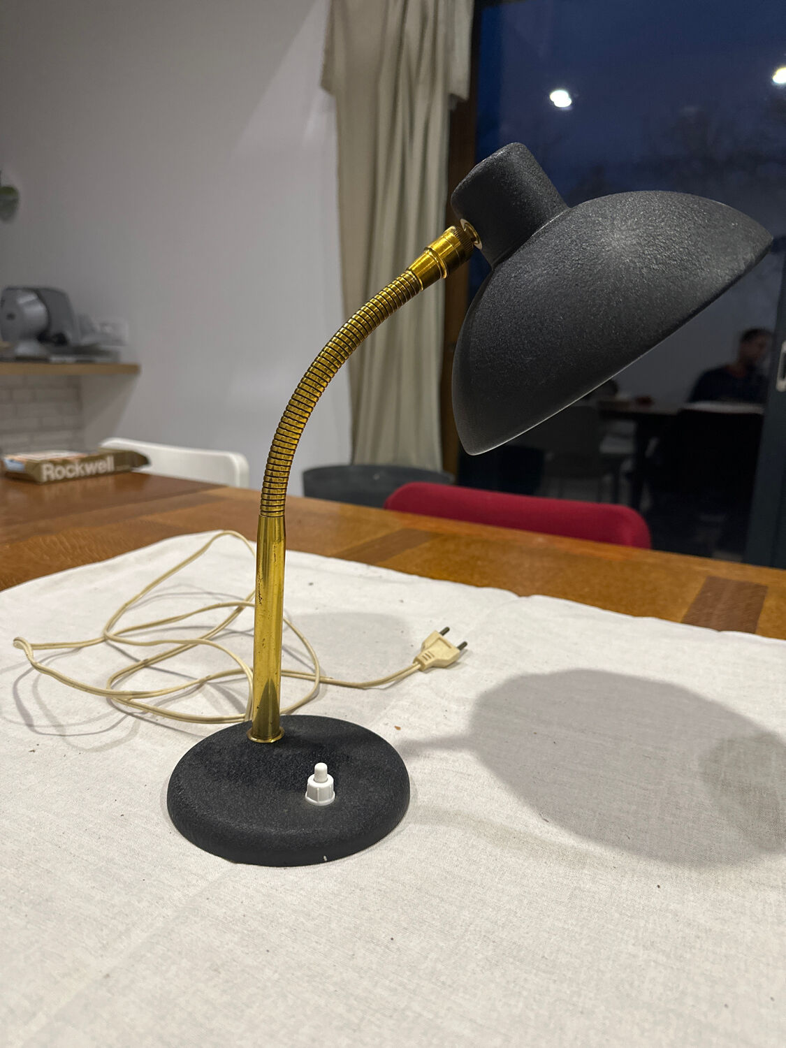 Black metal and brass desk lamp