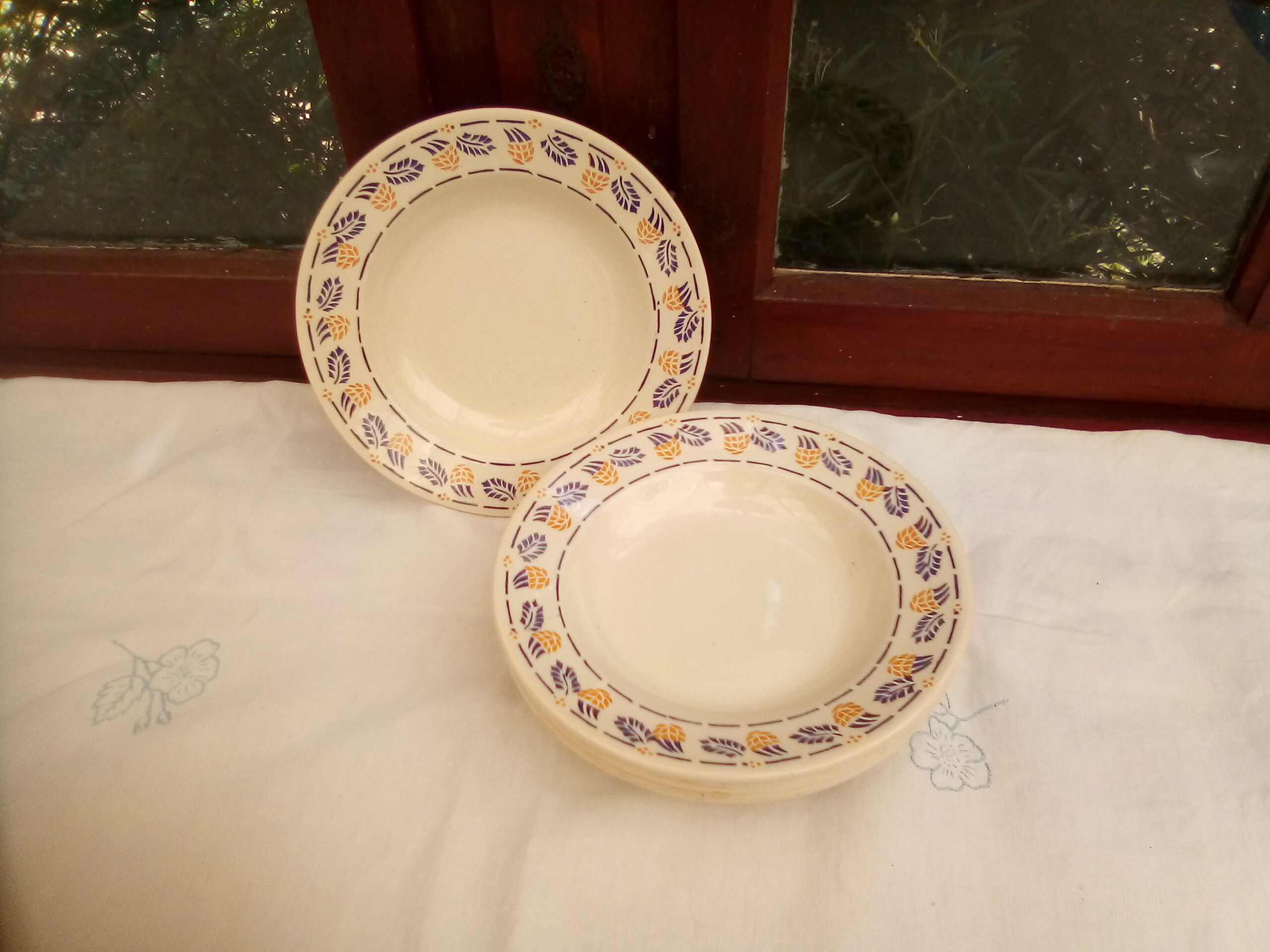 6 hollow plates Edith / New faience factory