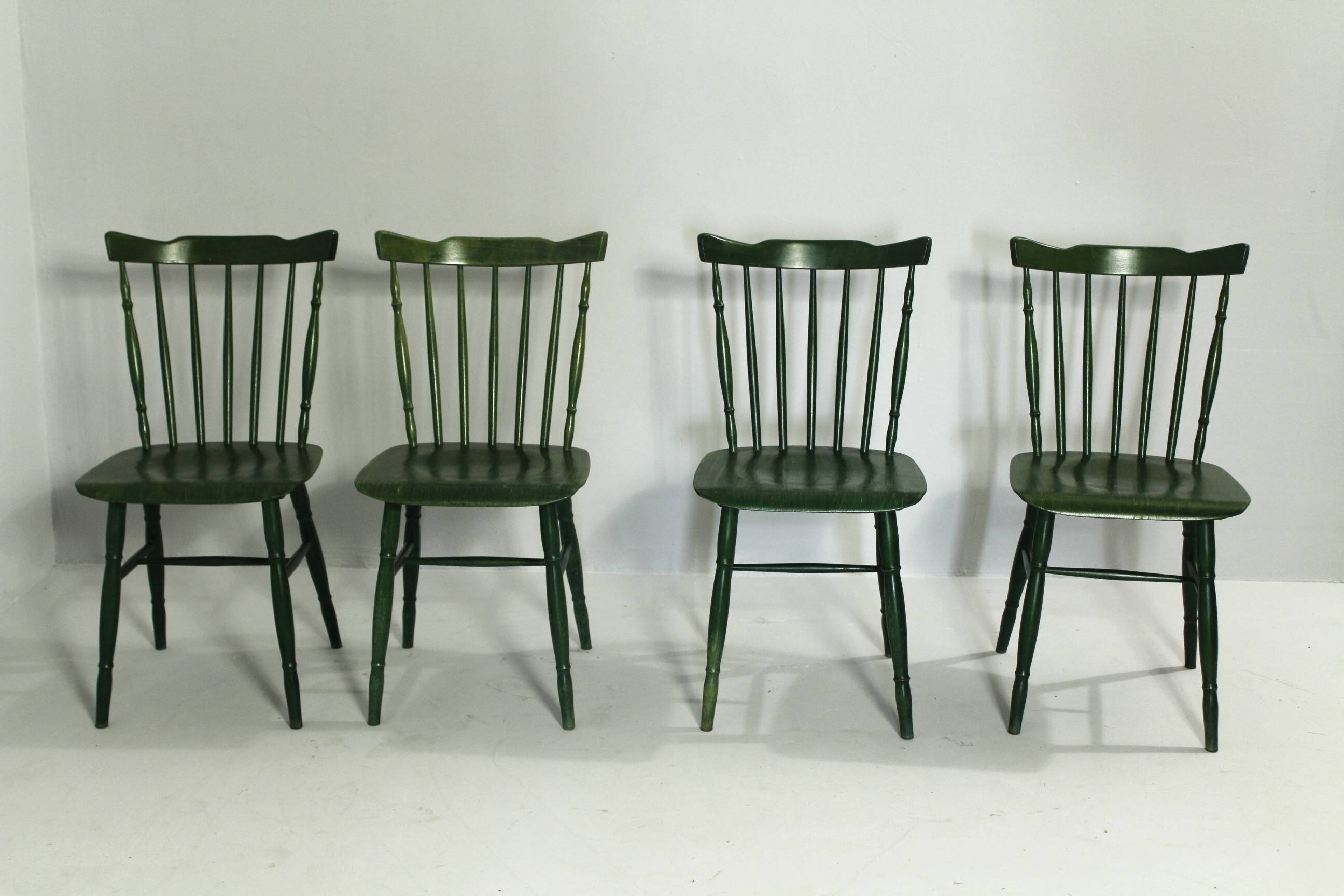 Chaises Green Ton des années 1980, lot de 4