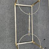 Coffee table in gilded brass and veined green marble