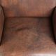 Set of 2 dining chairs / side chairs with armrests made of cowhide leather