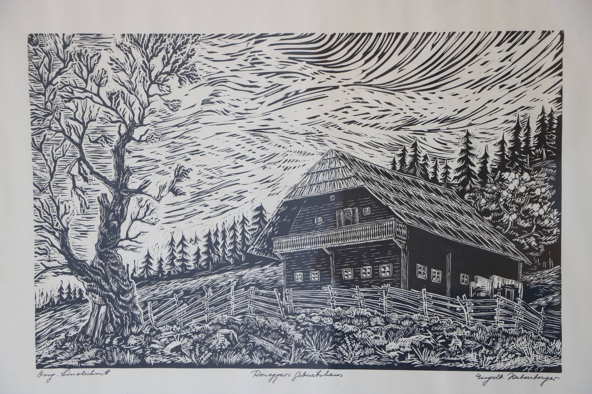 Wood engraving by Engelbert Habersberger (1929-2006)