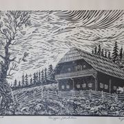 Wood engraving by Engelbert Habersberger (1929-2006)