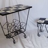 50's magazine rack and plant holder set