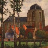 Great landscape painting signed G. V. Hoven and dated 1918