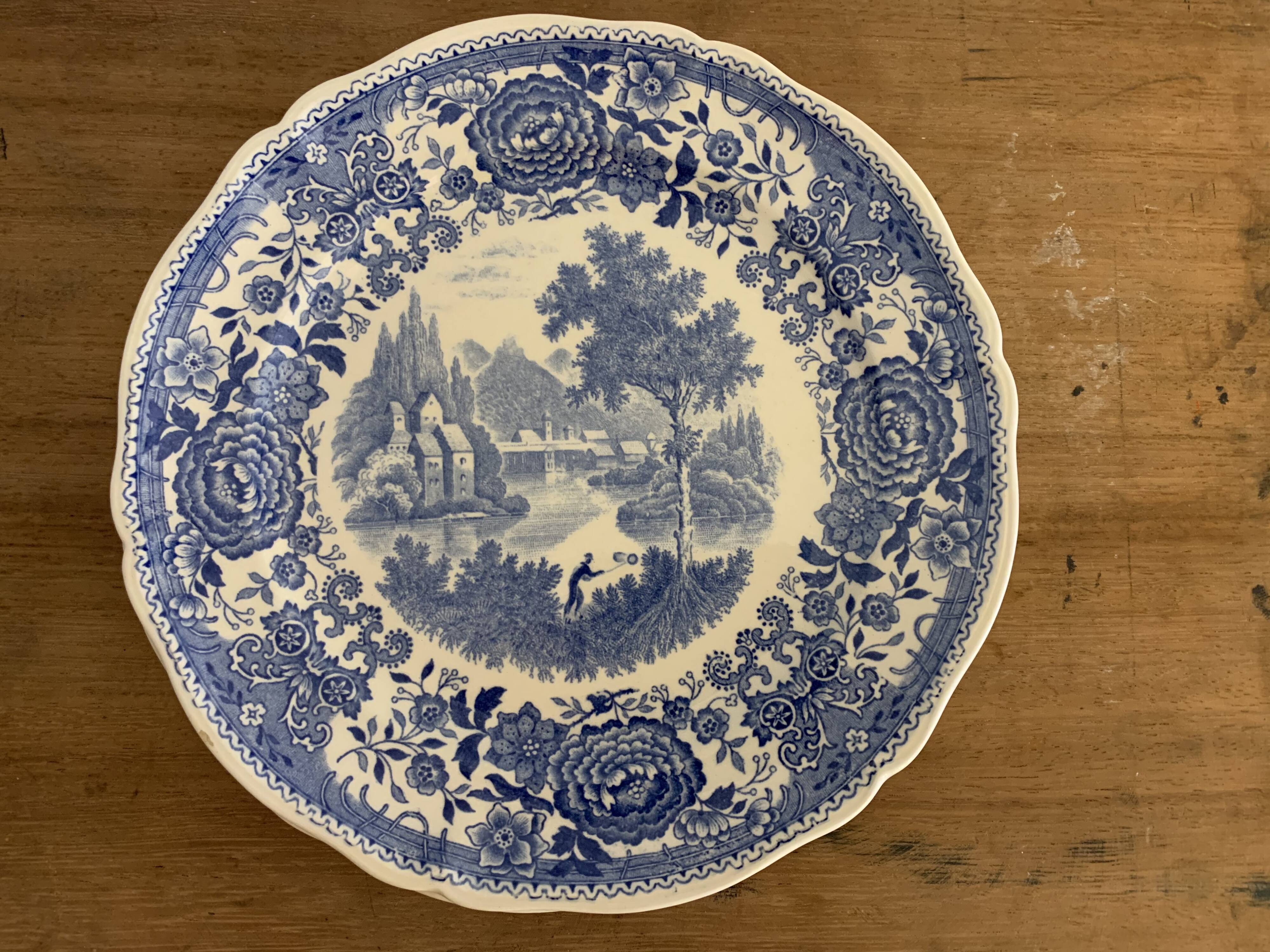 10 old blue earthenware dessert plates Burgenland Villeroy and Boch 1950