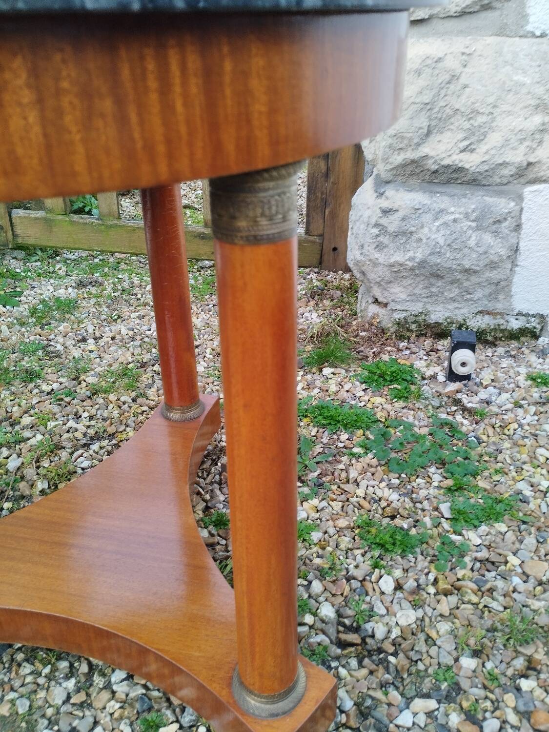 Empire style pedestal table with marble top