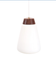 White opaline glass pendant lamp with teak detail