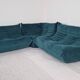 Ensemble Ligne Roset Togo 3 pièces en velours bleu canard .