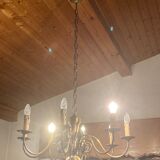 Dutch chandelier eight branch three solid bronze sconces