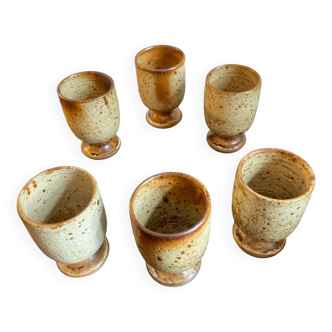 Set of 6 pyrite stoneware glasses