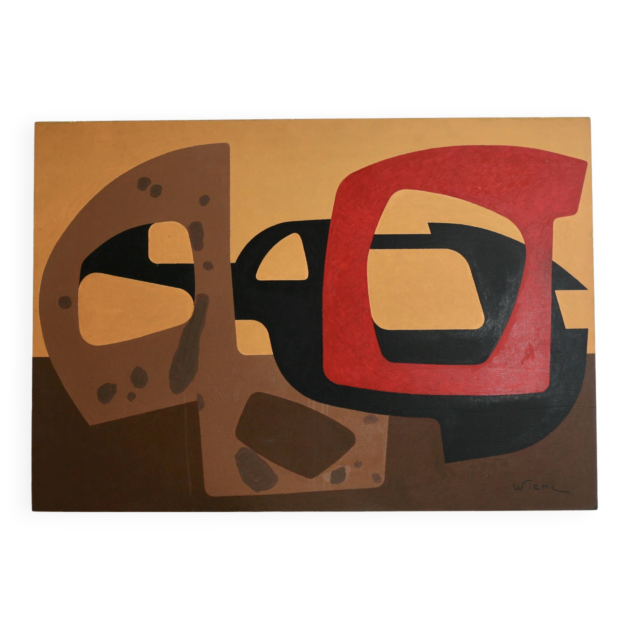 Painting (painted wooden panel without fixing). Free forms, 70s