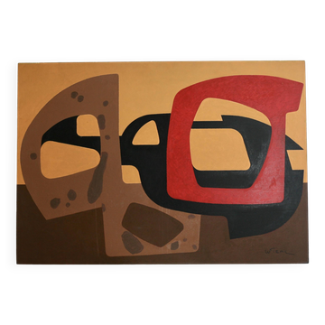 Painting (painted wooden panel without fixing). Free forms, 70s