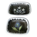 Set of 2 "Gabriel Fourmaintraux" ceramic dishes, 50s-60s