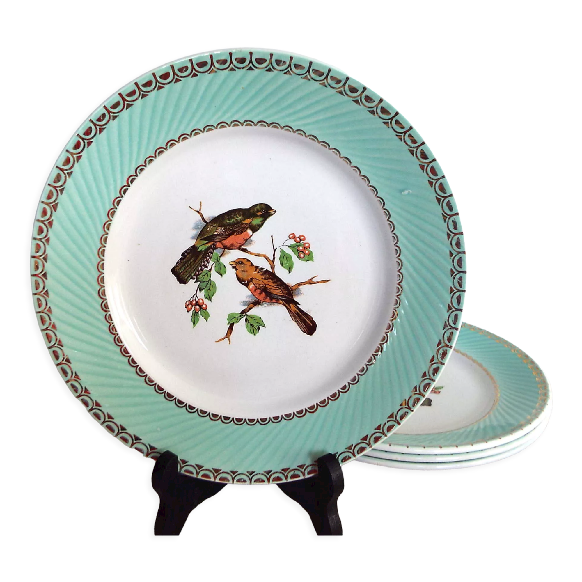 4 flat plates Birds