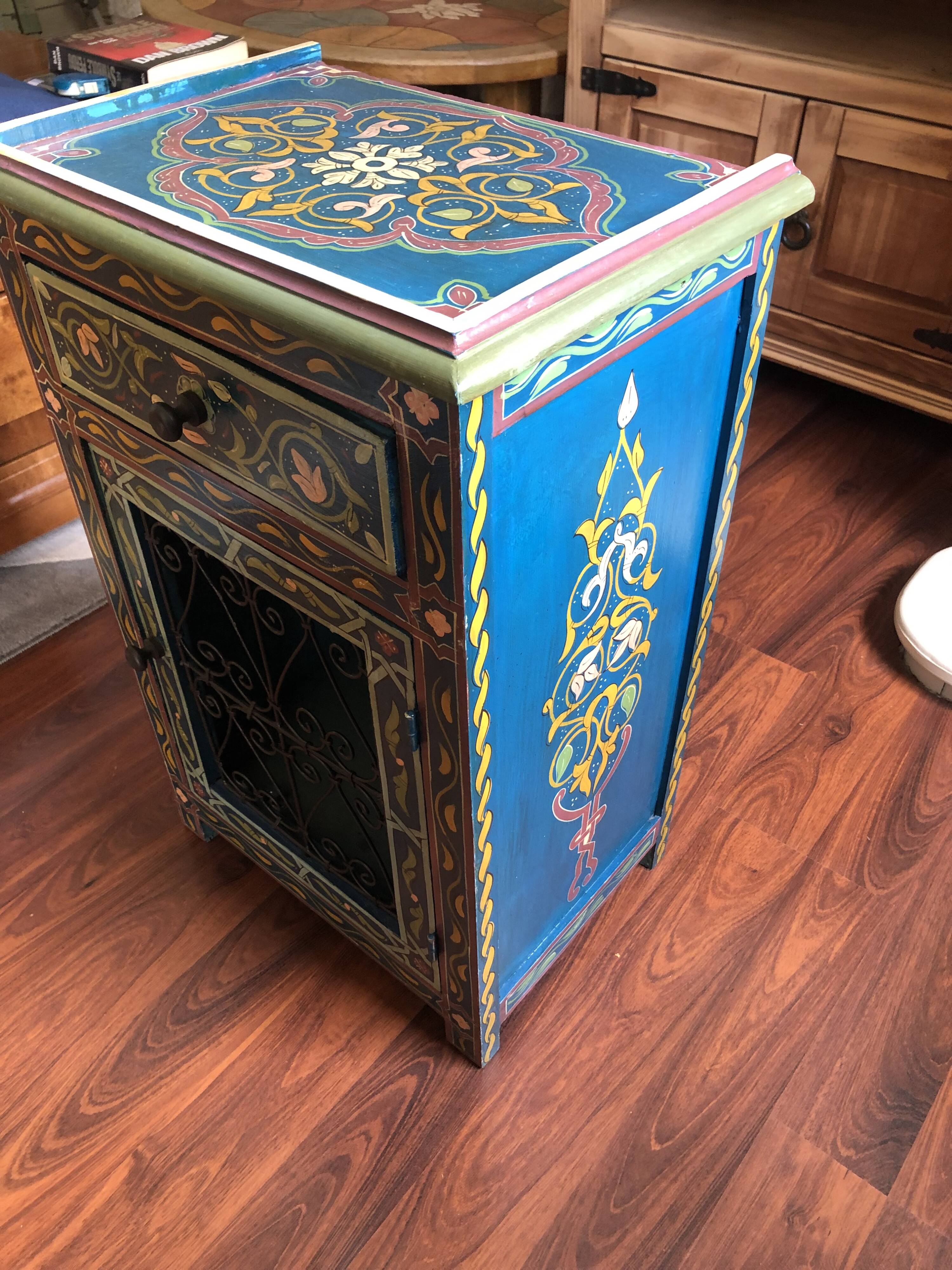 Set of 2 vintage Moroccan handcrafted bedside tables.