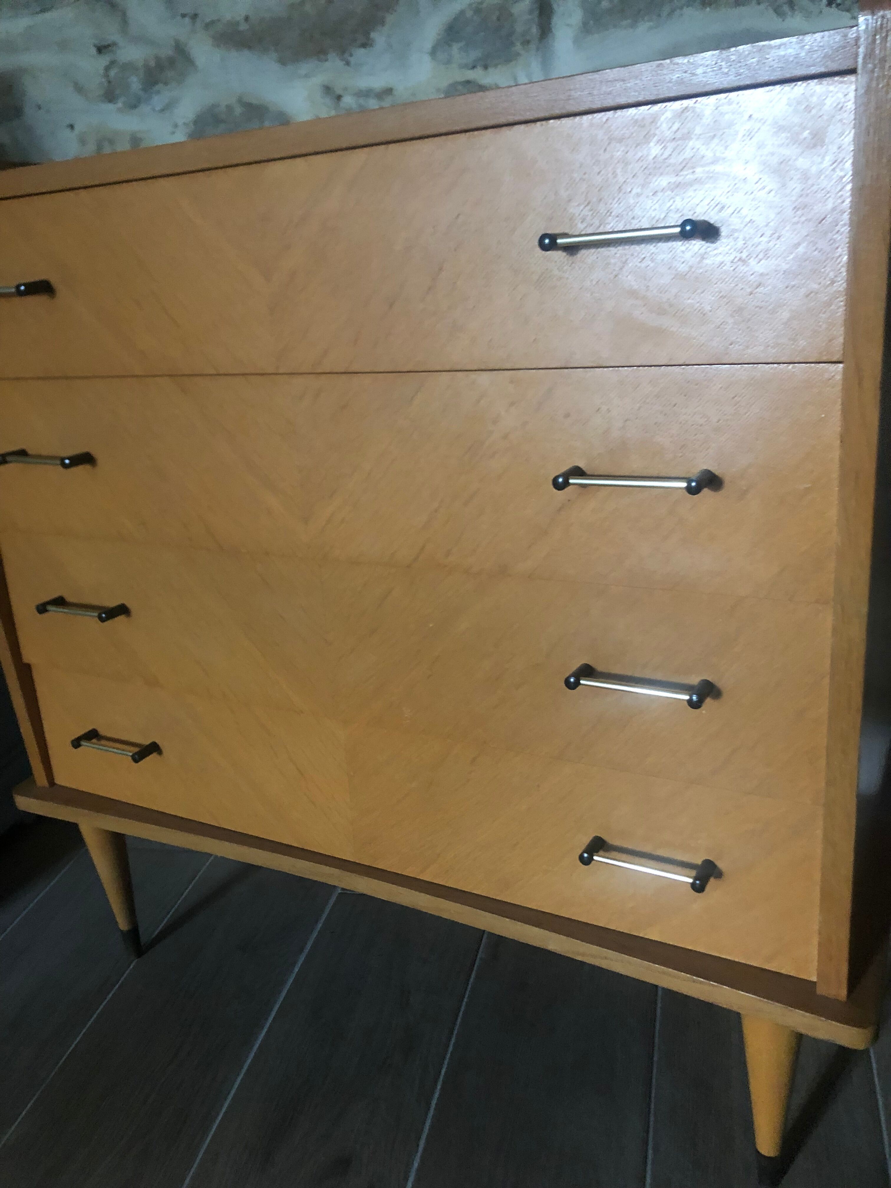 60s chest of drawers, compass feet