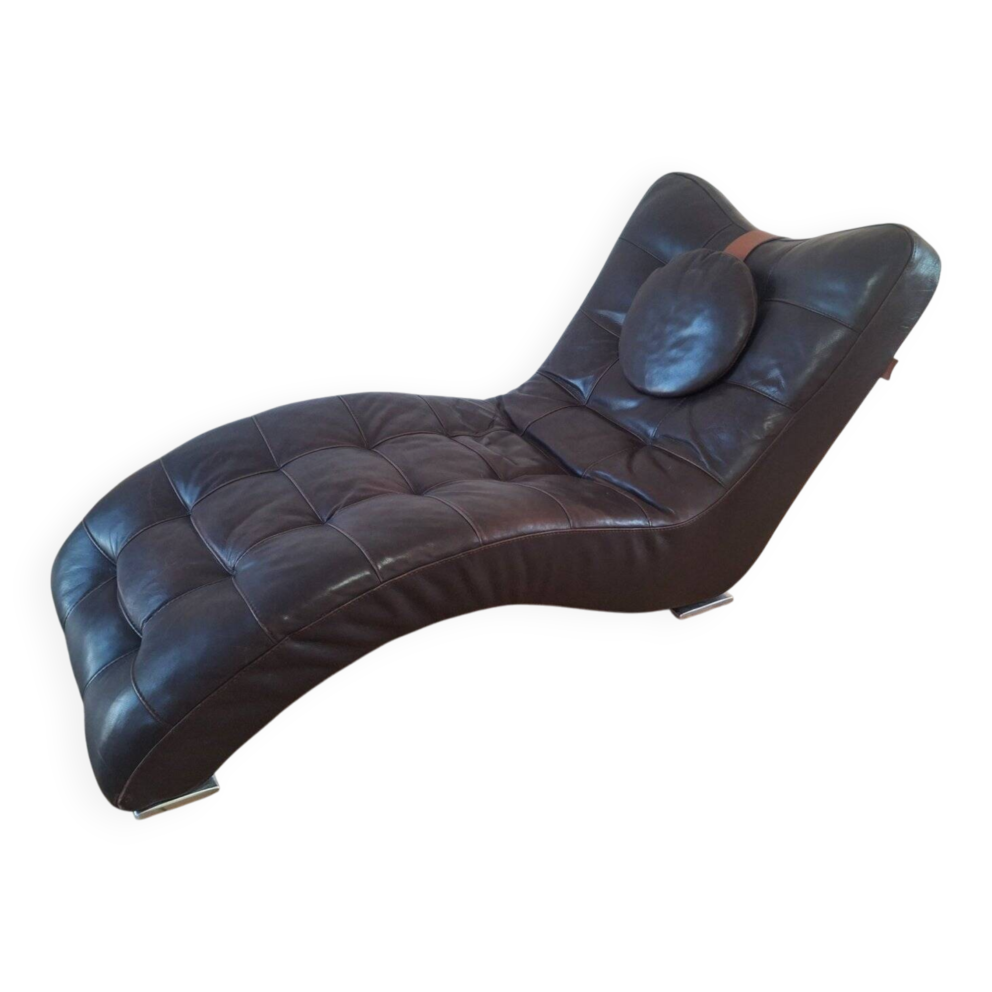 Contemporary Italian leather chaise longue meridian