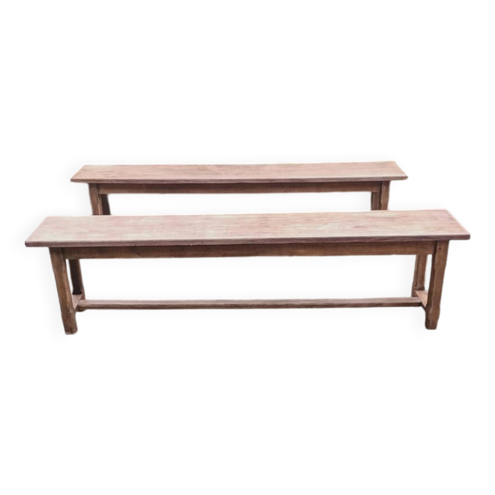 Antique solid oak farm benches