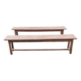 Antique solid oak farm benches