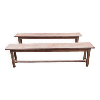 Antique solid oak farm benches