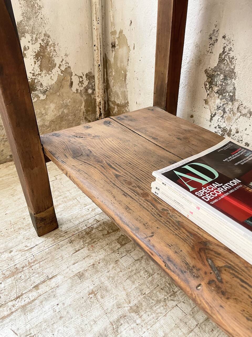 Drapery console table in pine