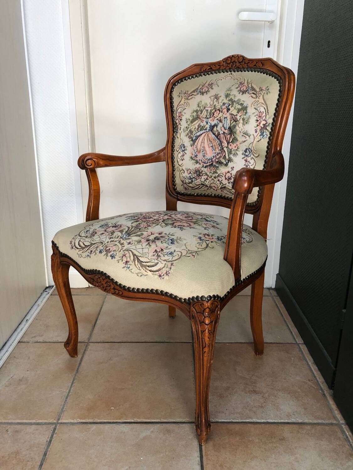 Antique cherry wood armchair