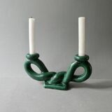 woven ceramic candlestick, slip, 1970s, Vallauris