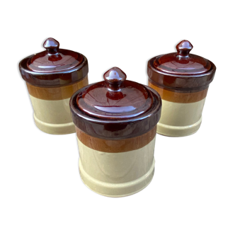 Set of 3 pots in faience-70s