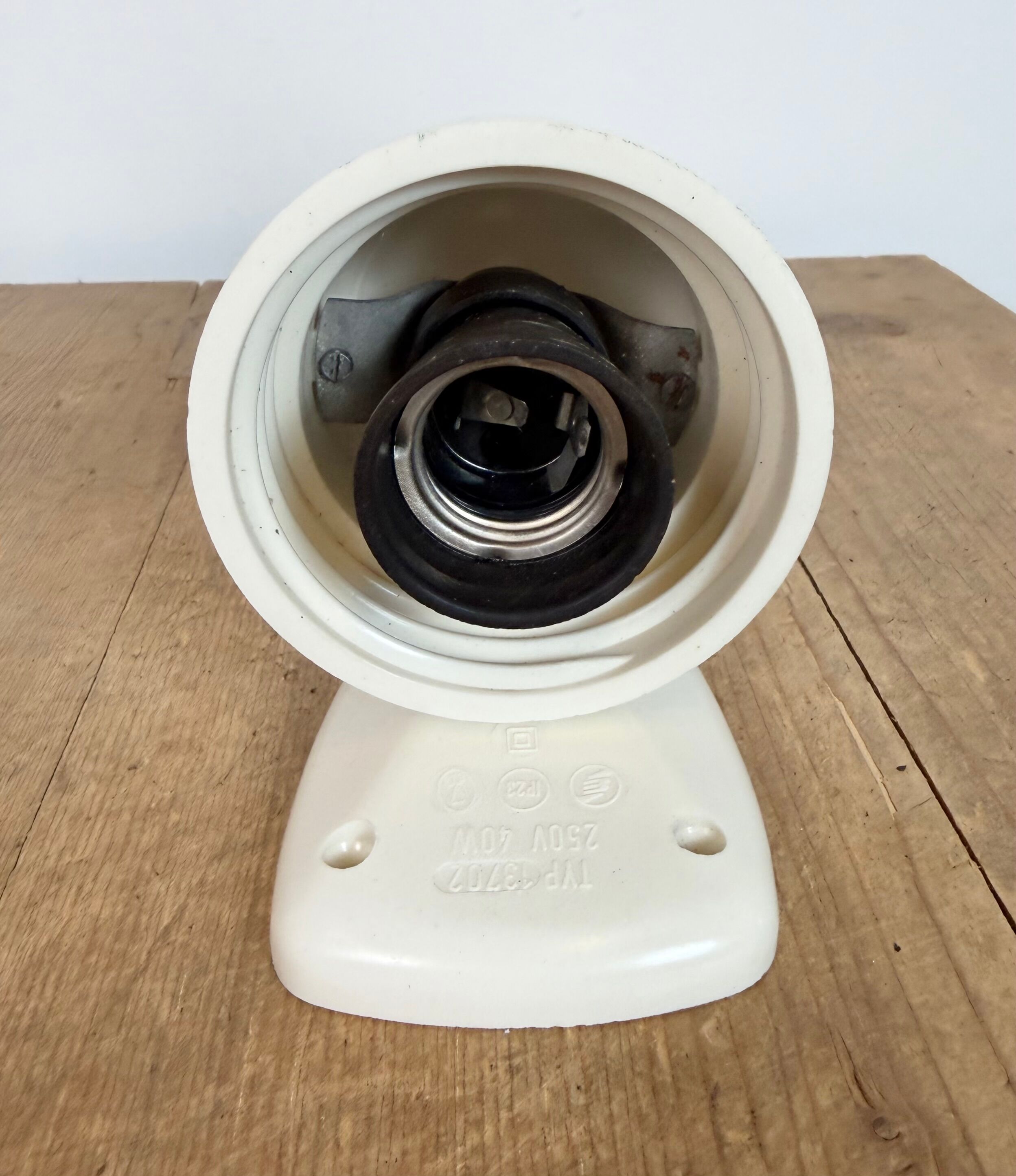 Industrial White Bakelite Wall Light with Milk Glass, 1950s