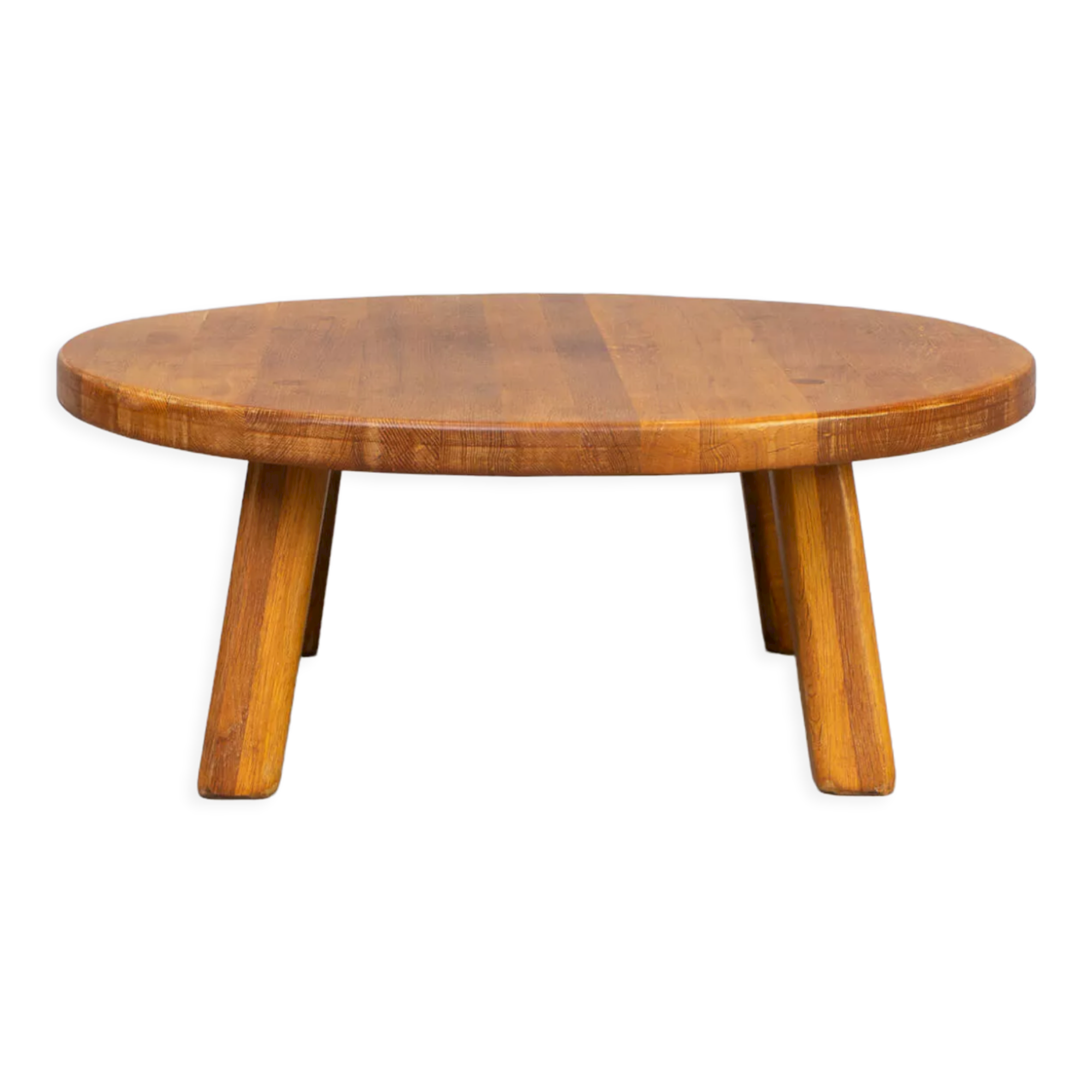 60s Massive Oak round coffee table for de Puydt