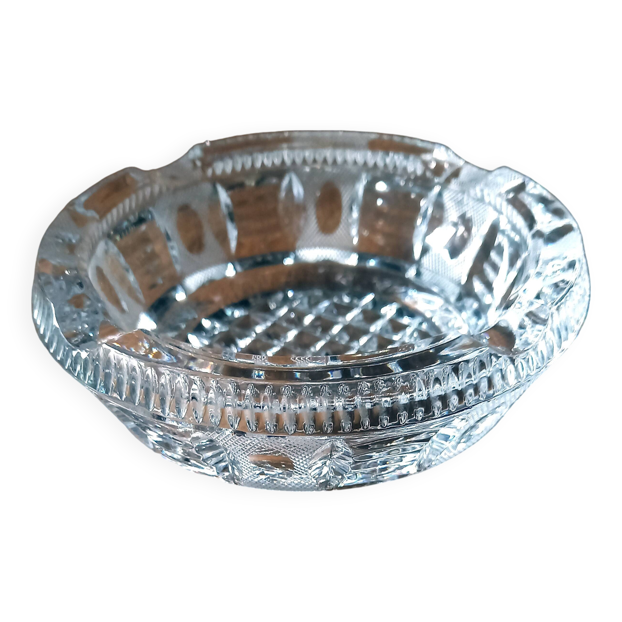Old cut crystal ashtray Art Deco decor Vintage 40s/50s