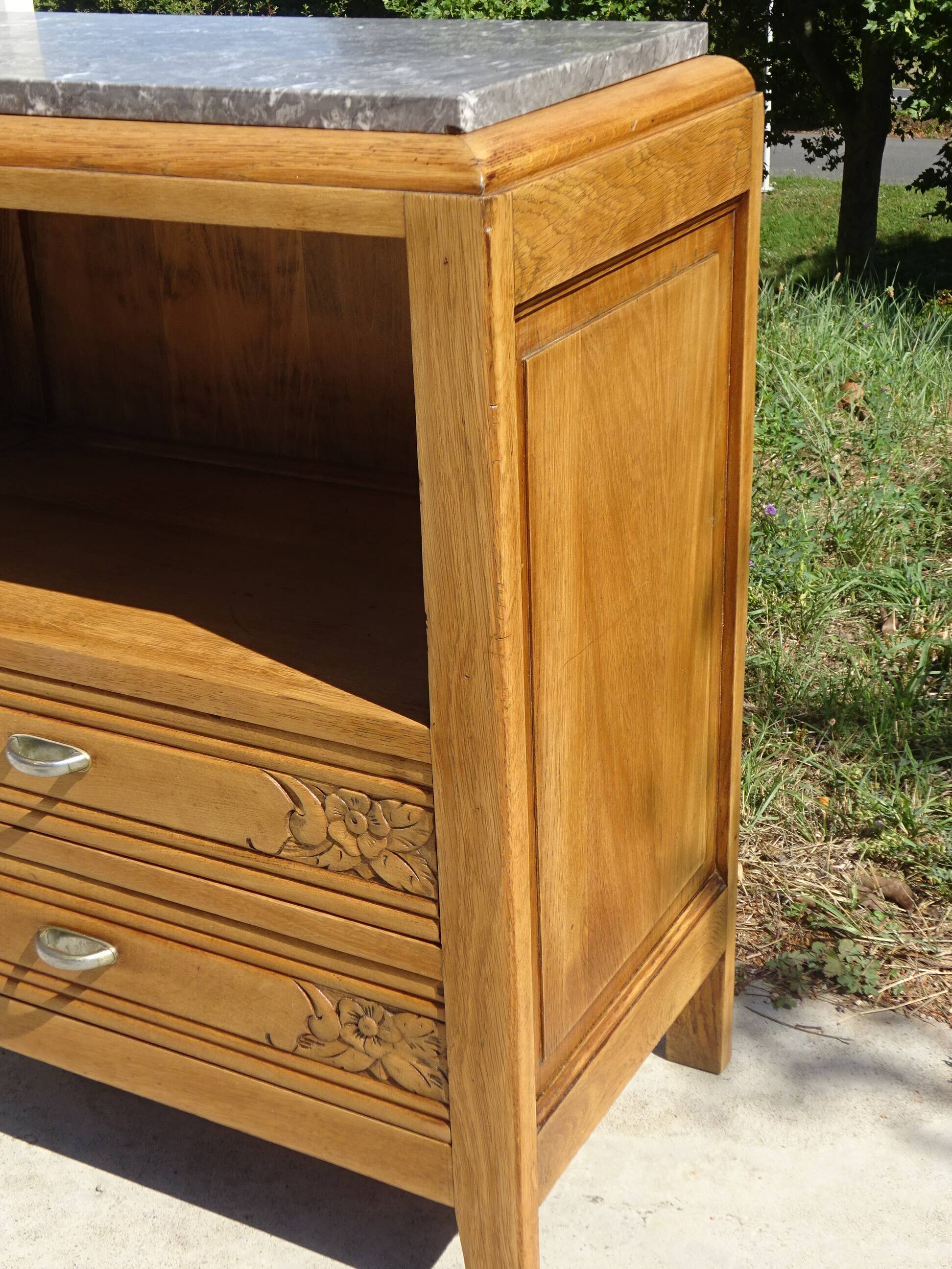 Art Deco bedside table in oak, restored