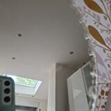 Solid wood letters vintage round beveled mirror