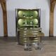 Suede and chrome dry bar with barstools in green by Willy Rizzo, Italy 1970s