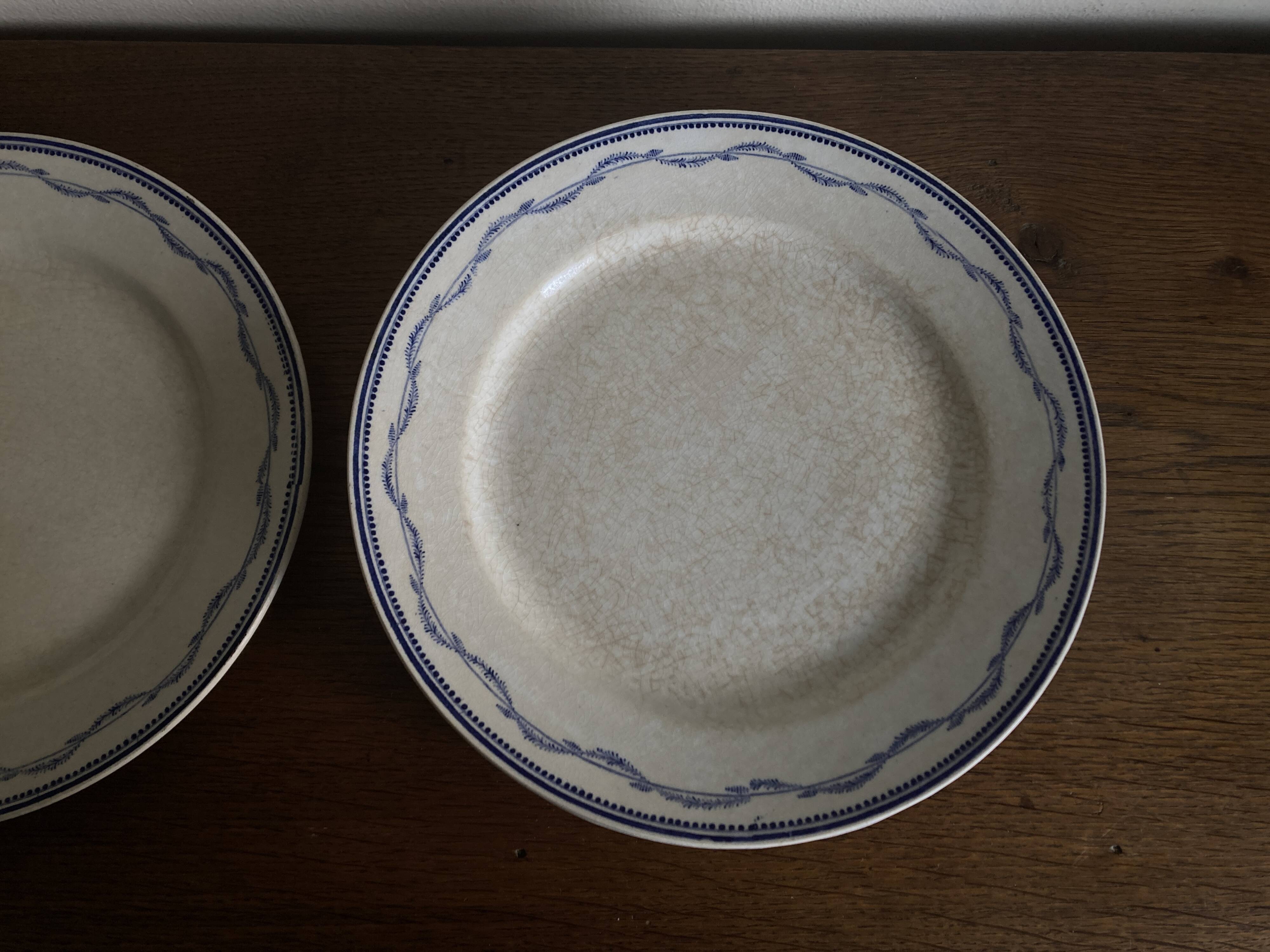 Set of 5 Tournai plates with twig neo-classical design, mid-19th century, ironstone.