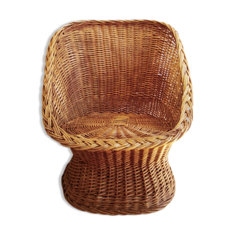 Wicker rattan armchair