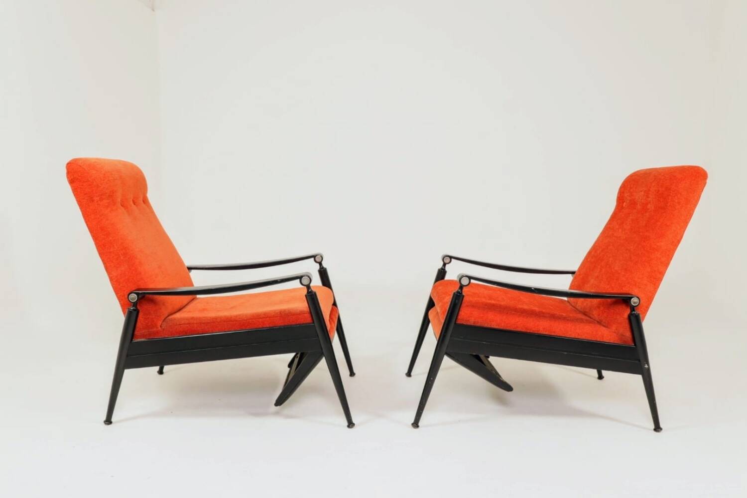 Set two Mid Century Armchairs, Reclining function, Original Condition