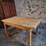 Vintage French baker's work table in chestnut, 1960s.