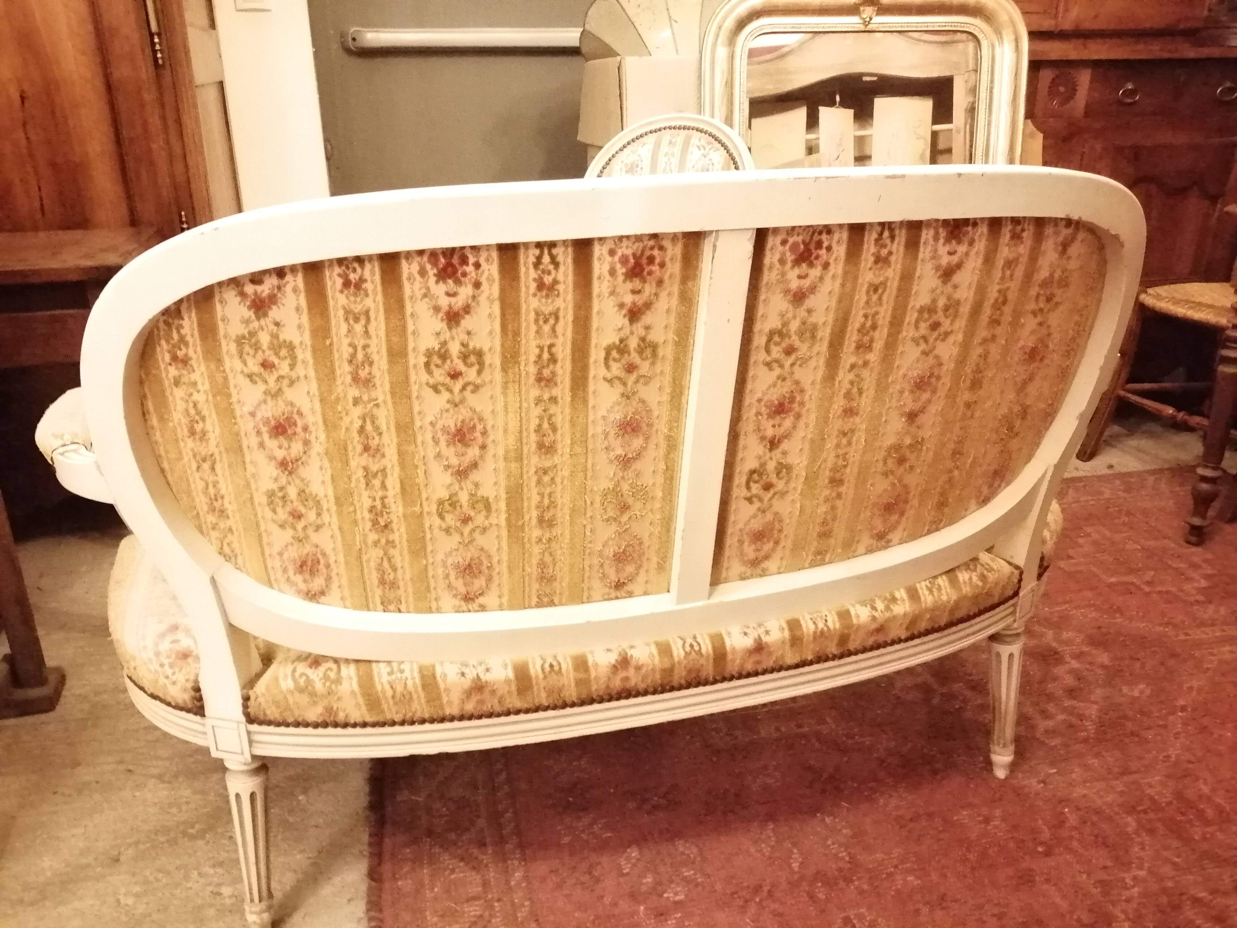 Louis XVI lounge bench - 2 armchairs