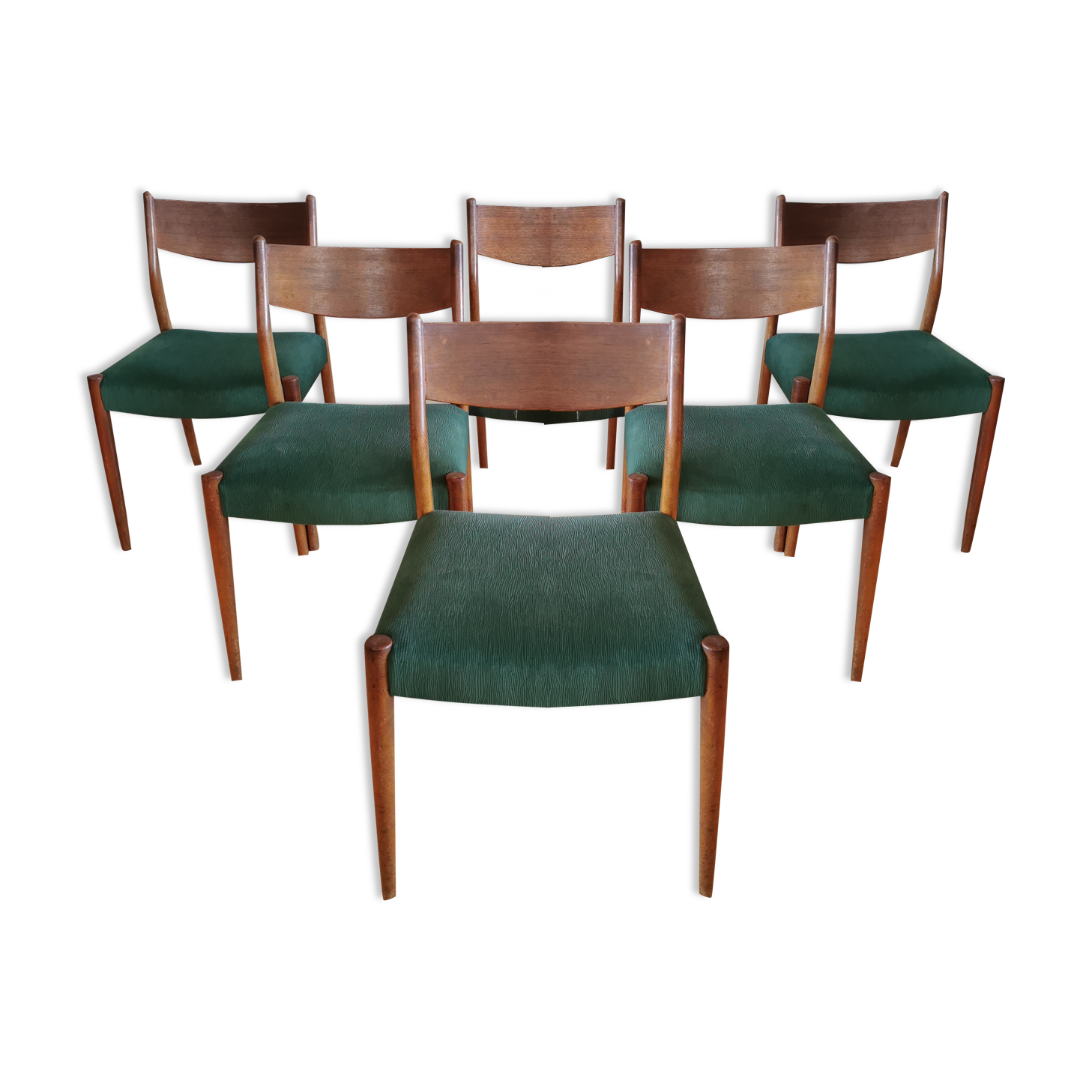 Lot of 6 chairs in 60s Scandinavian style teak