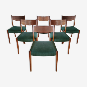 Lot de 6 chaises en teck style scandinave des années 60