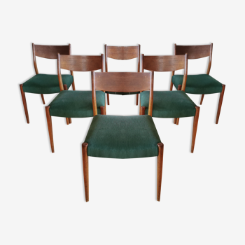 Lot of 6 chairs in 60s Scandinavian style teak