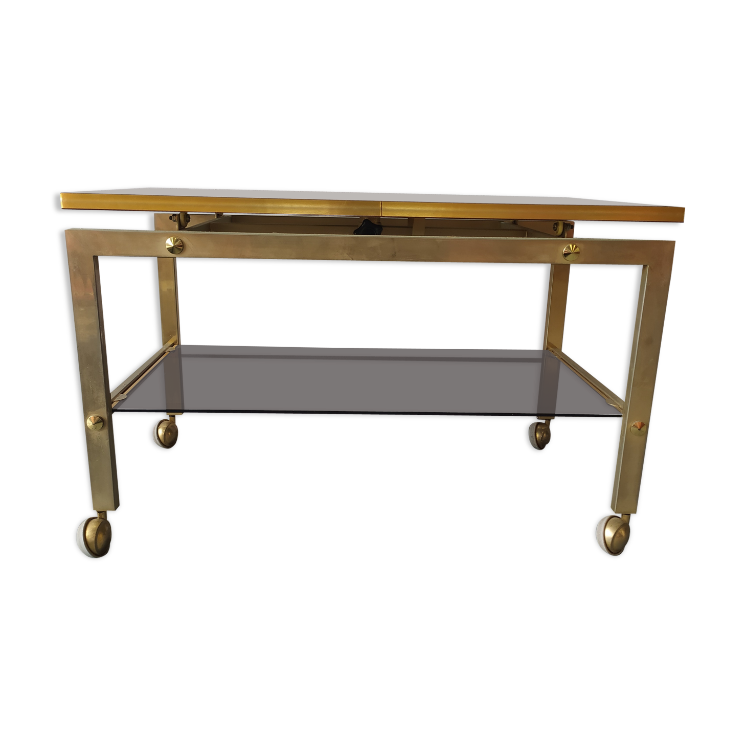 Gold metal and wood coffee table