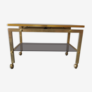 Table basse métal doré et bois