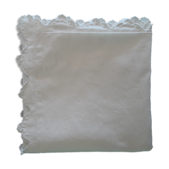 Housse d'édredon ancienne tissus damassé coton blanc